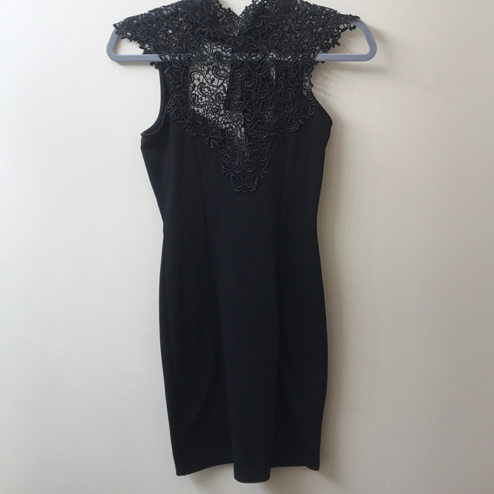 Chico’s Black Lace Sleeveless Turtleneck Dresss